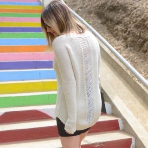 CUPCAKES AND CASHMERE Sweater Wool Fisherman Cable Knit Distressed Size Small - Picture 8 of 11